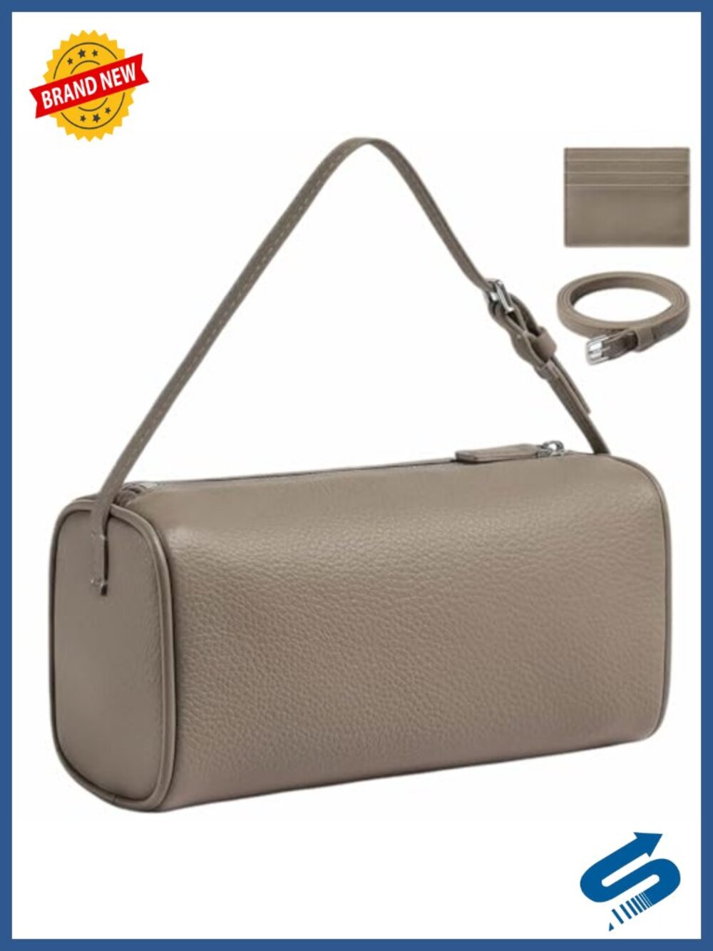 Genuine Leather Crossbody Shoulder Bag Retro Cylinder Purse for Women